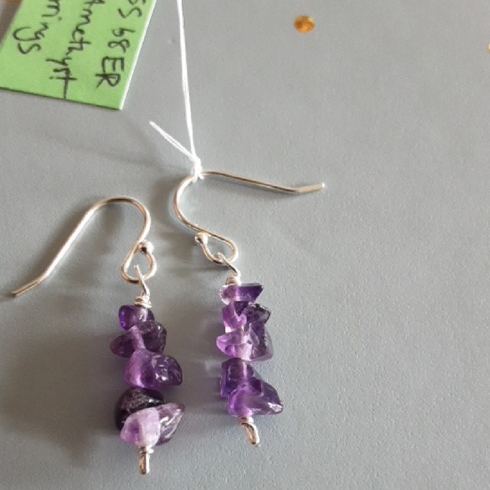 Raw amethyst sterling silver earrings